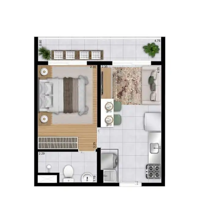 Apartamento 1 quartos 35m² em Mooca — planta Plano&Reserva da Mooca - Residencial