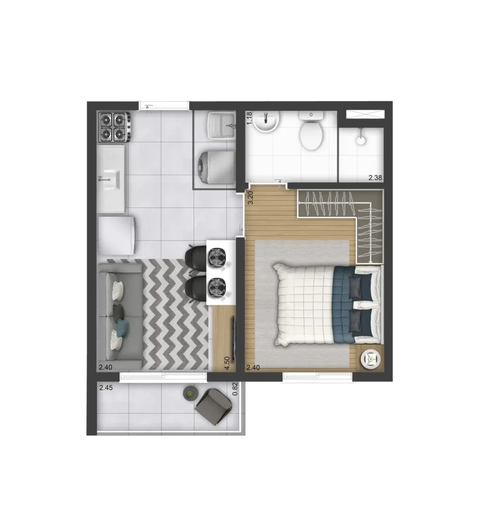 Apartamento 1 quartos 87m² em Santo Amaro — planta Plano&Park Santo Amaro - Fase 1