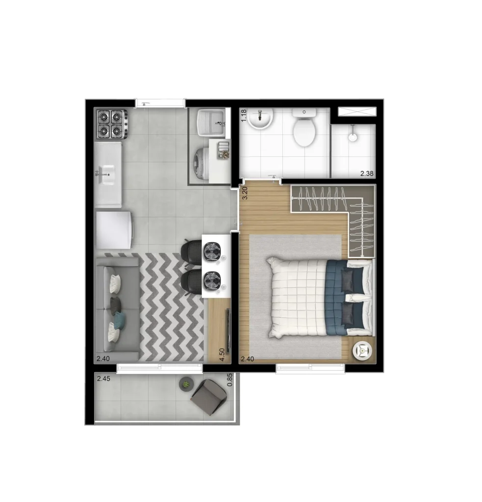 Apartamento 1 quartos 95m² em Mooca — planta Plano&Estação Mooca - Residencial