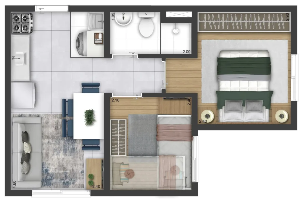 Apartamento 2 quartos 10m² em Pirituba — planta Plano&Praça Pirituba Flora