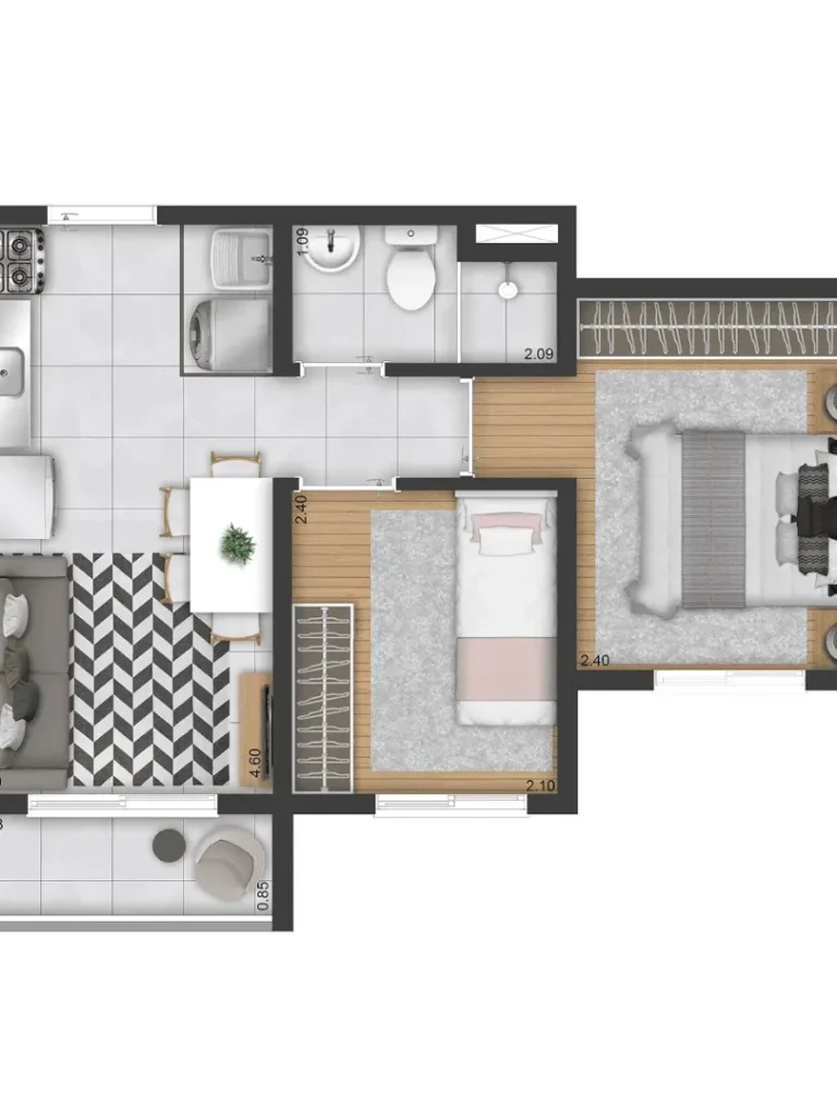 Apartamento 2 quartos 99m² em JARDIM SANTO ELIAS — planta Duetto São Domingos
