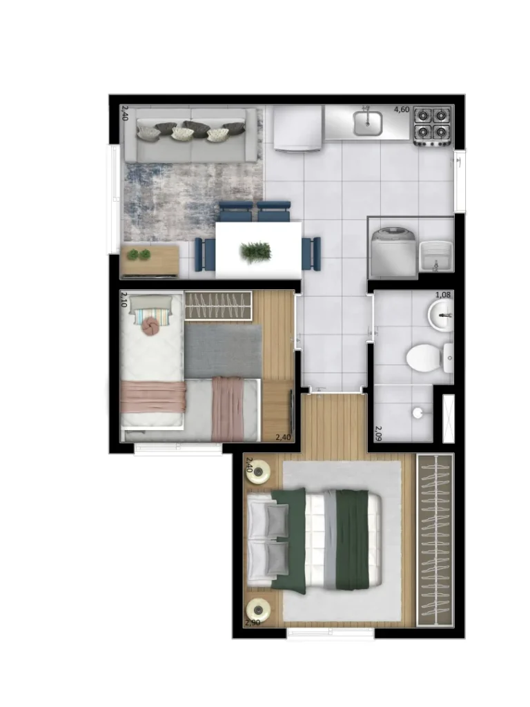 Apartamento 2 quartos 68m² em José Bonifácio — planta Itaquera - Amoreira