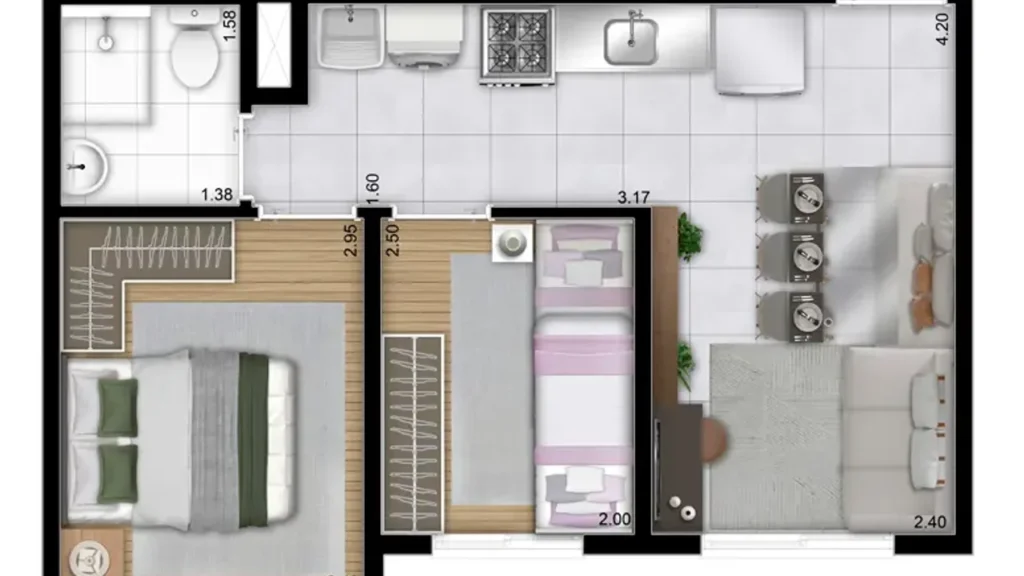 Apartamento 2 quartos 61m² em Barra Funda — planta Mais Barra Funda - Pastas