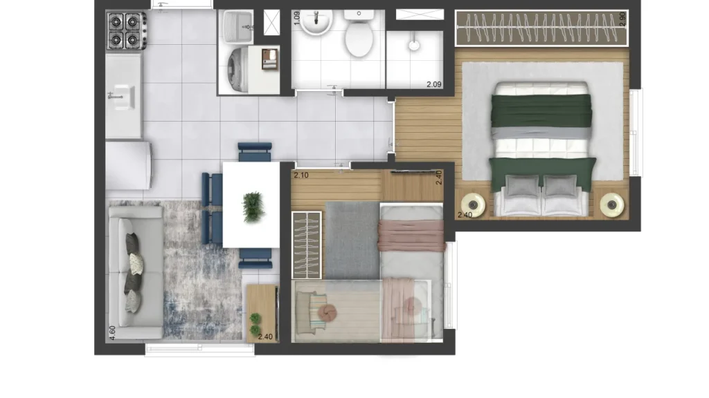 Apartamento 2 quartos 76m² em Vila Inglesa — planta Mais Interlagos - Refúgio