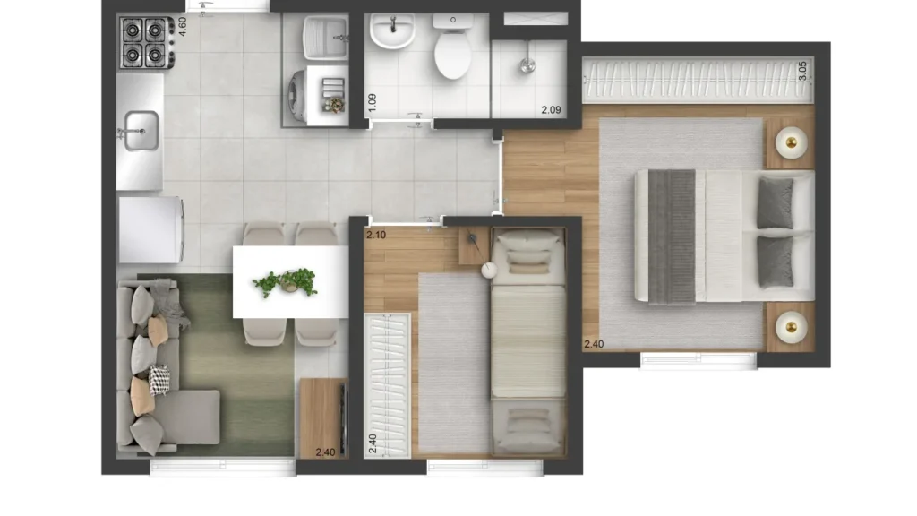 Apartamento 2 quartos 65m² em Guaiaúna — planta Mais Penha