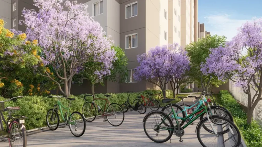 Em construção Jardim Helian: Bicicletário Parque do Carmo - Figueira, 2 quartos 32-33m²