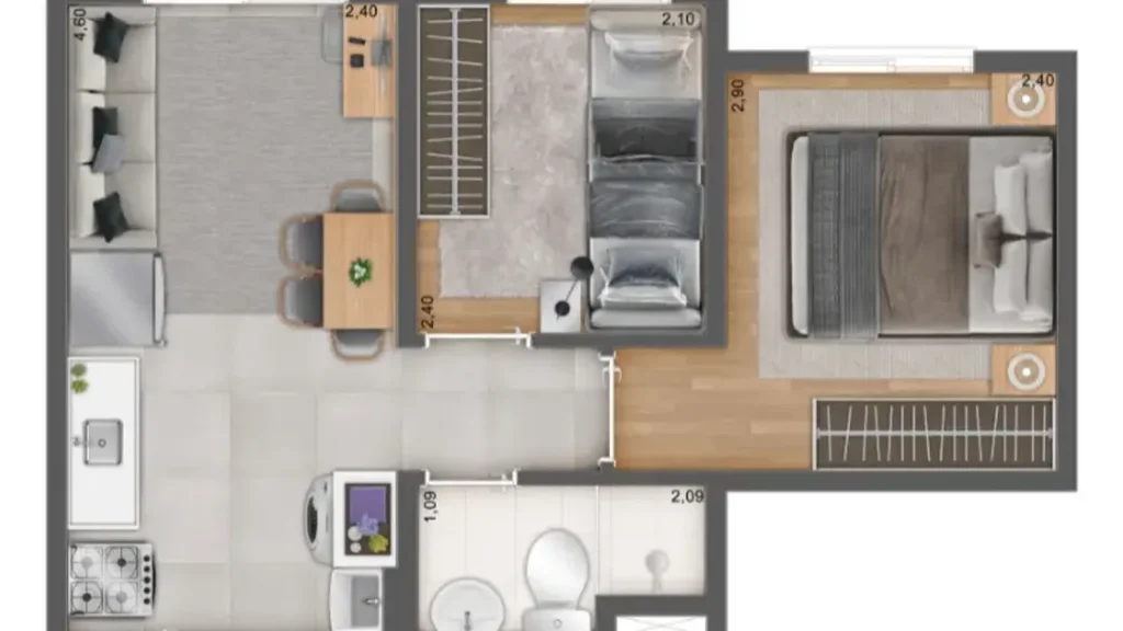 Apartamento 2 quartos 02m² em Jardim Helian — planta Parque do Carmo - Figueira
