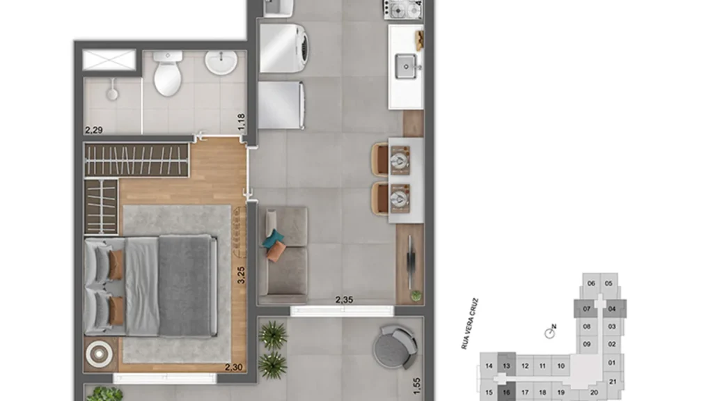Apartamento 1 quartos 94m² em Santo Amaro — planta Viz (RUNNI)